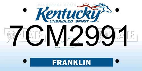 7CM2991 Kentucky License Plate
