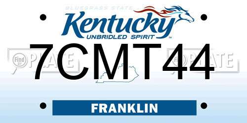 7CMT44 Kentucky License Plate