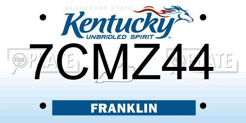 7CMZ44 Kentucky License Plate
