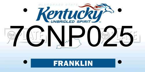 7CNP025 Kentucky License Plate