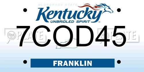 7COD45 Kentucky License Plate