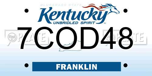 7COD48 Kentucky License Plate