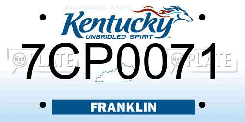 7CP0071 Kentucky License Plate