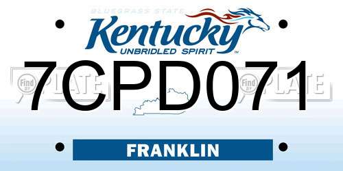 7CPD071 Kentucky License Plate