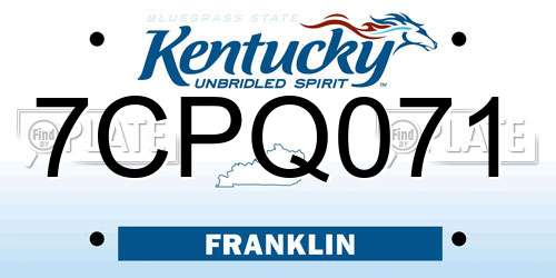 7CPQ071 Kentucky License Plate