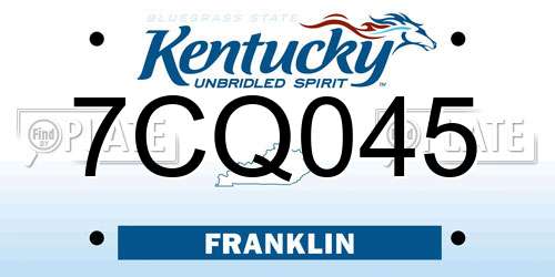 7CQ045 Kentucky License Plate