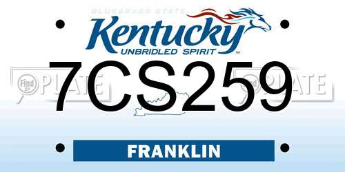 7CS259 Kentucky License Plate
