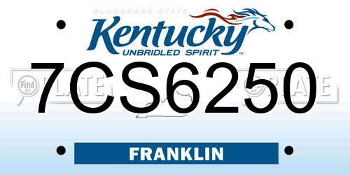 7CS6250 Kentucky License Plate