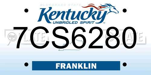 7CS6280 Kentucky License Plate