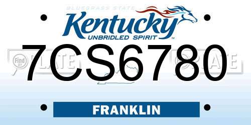 7CS6780 Kentucky License Plate