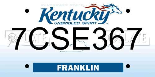 7CSE367 Kentucky License Plate