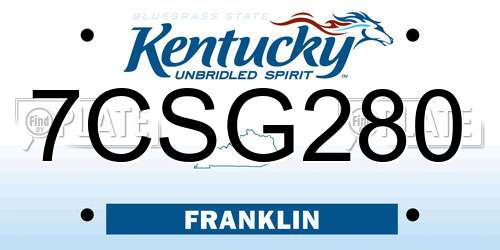 7CSG280 Kentucky License Plate