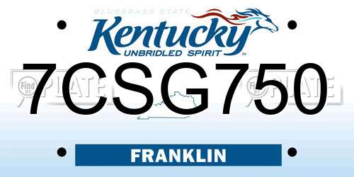 7CSG750 Kentucky License Plate