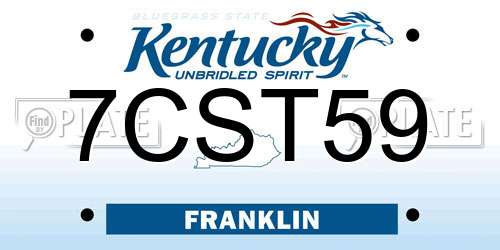 7CST59 Kentucky License Plate