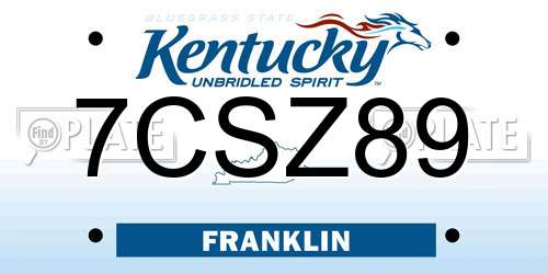 7CSZ89 Kentucky License Plate