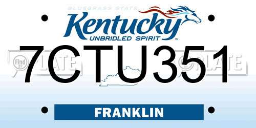 7CTU351 Kentucky License Plate