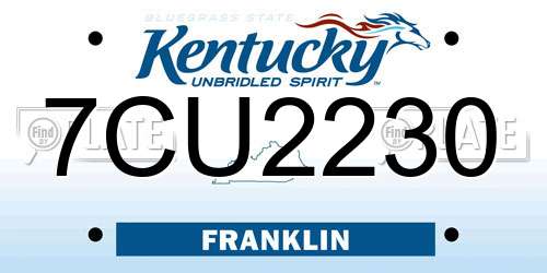 7CU2230 Kentucky License Plate