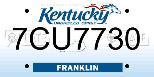 7CU7730 Kentucky License Plate
