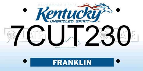 7CUT230 Kentucky License Plate