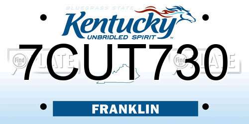 7CUT730 Kentucky License Plate