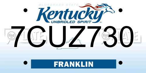 7CUZ730 Kentucky License Plate
