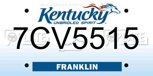 7CV5515 Kentucky License Plate