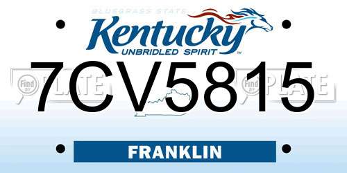 7CV5815 Kentucky License Plate