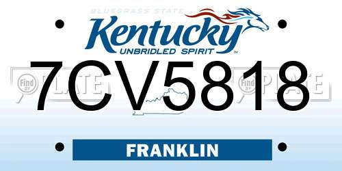 7CV5818 Kentucky License Plate