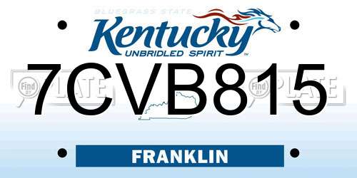 7CVB815 Kentucky License Plate