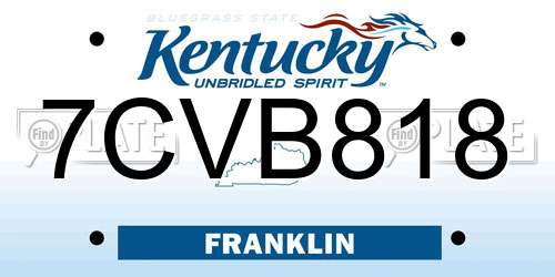7CVB818 Kentucky License Plate