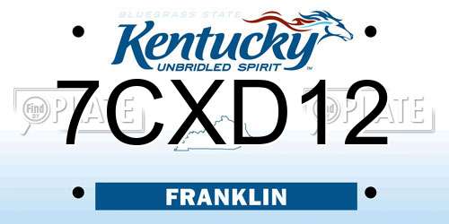 7CXD12 Kentucky License Plate