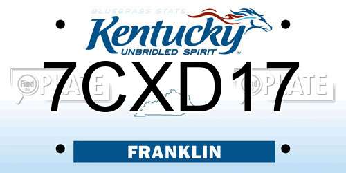 7CXD17 Kentucky License Plate