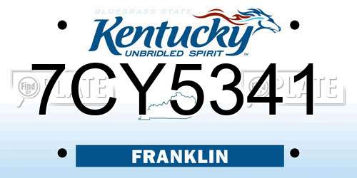 7CY5341 Kentucky License Plate