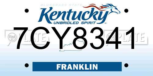 7CY8341 Kentucky License Plate