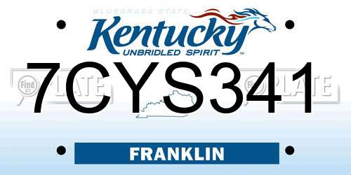 7CYS341 Kentucky License Plate
