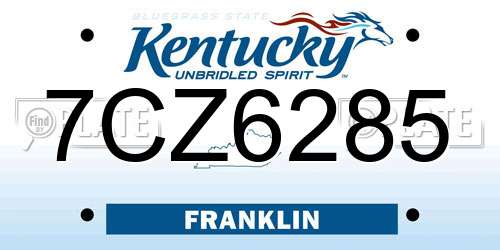 7CZ6285 Kentucky License Plate