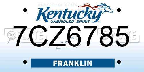 7CZ6785 Kentucky License Plate