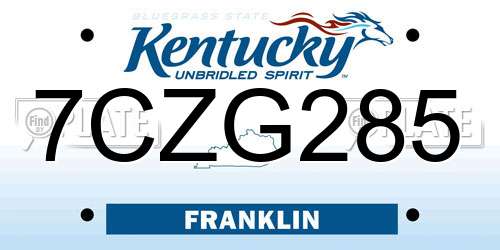 7CZG285 Kentucky License Plate