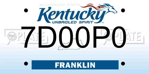 7D00P0 Kentucky License Plate