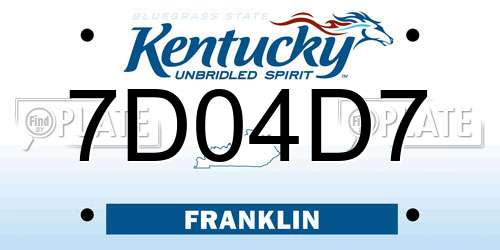 7D04D7 Kentucky License Plate