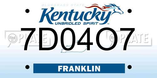 7D04O7 Kentucky License Plate
