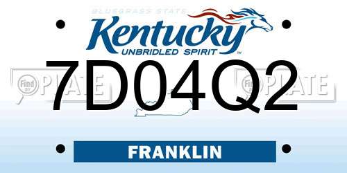 7D04Q2 Kentucky License Plate