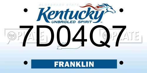 7D04Q7 Kentucky License Plate