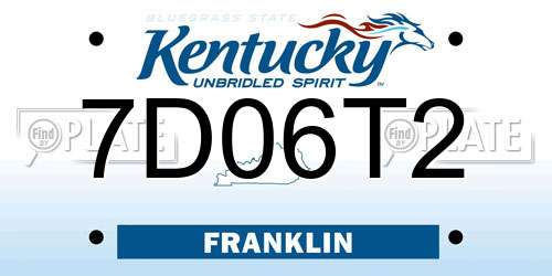 7D06T2 Kentucky License Plate