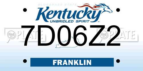 7D06Z2 Kentucky License Plate
