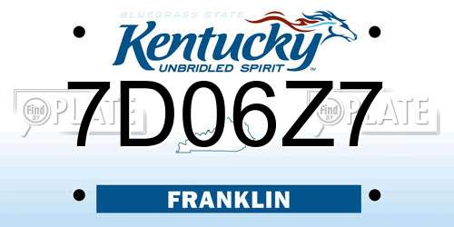 7D06Z7 Kentucky License Plate