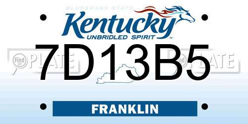 7D13B5 Kentucky License Plate