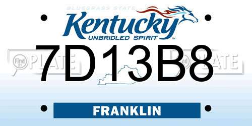 7D13B8 Kentucky License Plate