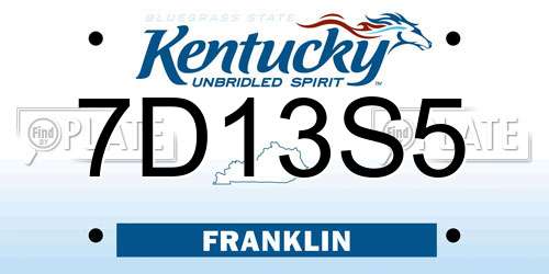 7D13S5 Kentucky License Plate