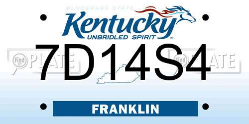 7D14S4 Kentucky License Plate